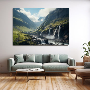 Mountain Waterfall Painting